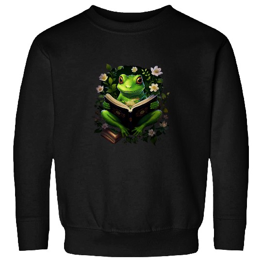 Cottagecore Aesthetic floral Frog with Book cute Goblincore 2 Sweatshirts