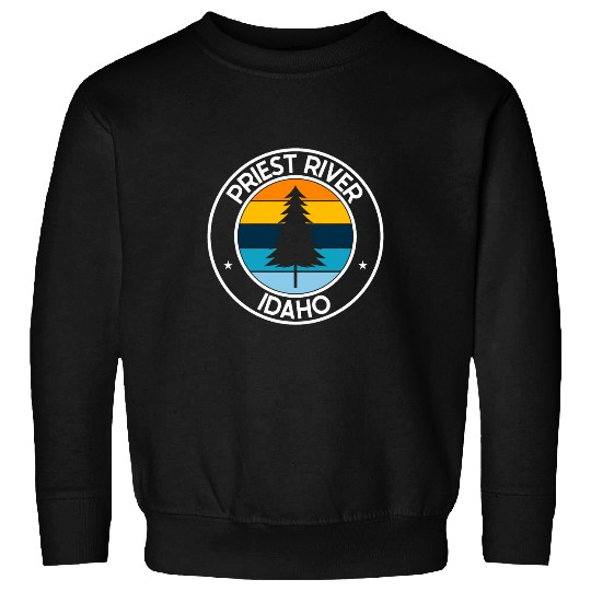 Priest River Idaho ID Retro Style Tree vintages Sunset Sweatshirts