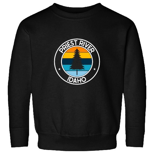 Priest River Idaho ID Retro Style Tree vintages Sunset Sweatshirts