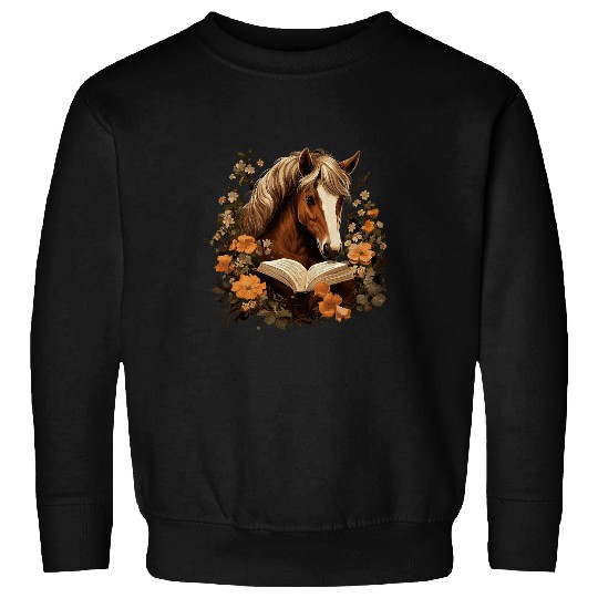 Cottagecore Horse Reading Aesthetic Book Outfit for Women Sweatshirts