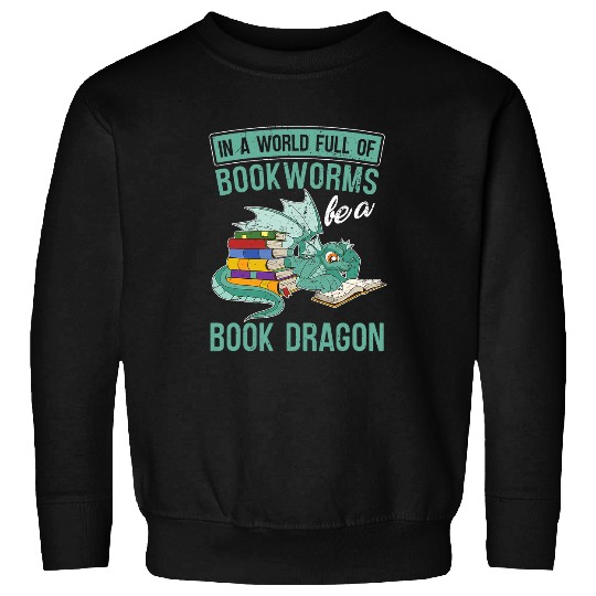Book Dragon Funny Bookworm Fantasy Animal Book Reading Sweatshirts