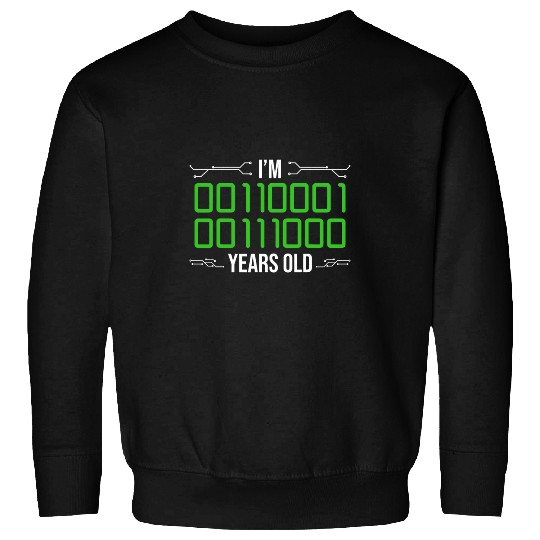 Im 18 years Old in Binary Code Programmer Developer Sweatshirts