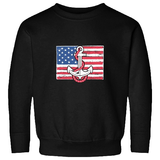 Boat Anchor USA American Flag Nautical 4th Of July Boaters Sweatshirts