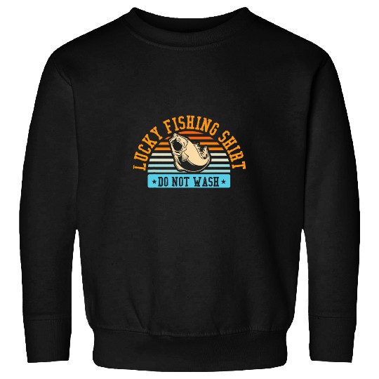 Lucky Fishing Boat Angler Wave Sea Anchor Fish Fishing Sweatshirts