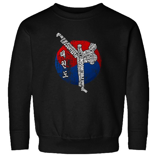 Taekwondo Fighter 5 Tenets Of TKD Typography Korean Flag Sweatshirts