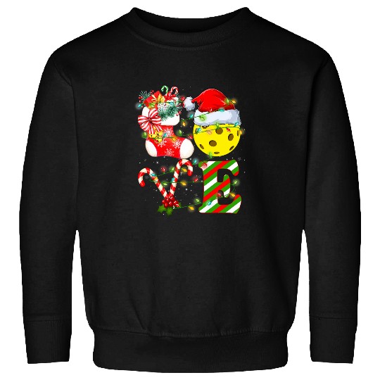Love Pickleball Ball Christmas Tree Lights Decorations xmass Sweatshirts