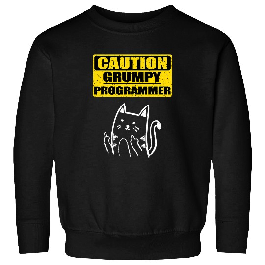 Working Caution Grumpy Programmer Colleague Sarcastic Cat Sweatshirts