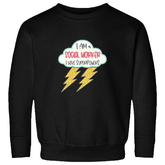 Social Worker Superpower Bolt Thunderbolt Lightning Floral Sweatshirts
