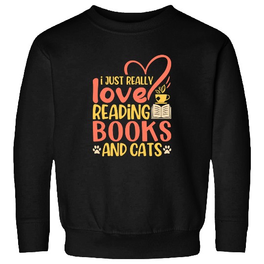 Book Lover Quote Cat Lover Pun Book Reading Text Design Sweatshirts