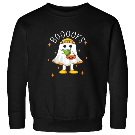 Cute ghosts Book Reading Teacher School Funny Halloween 4 Sweatshirts