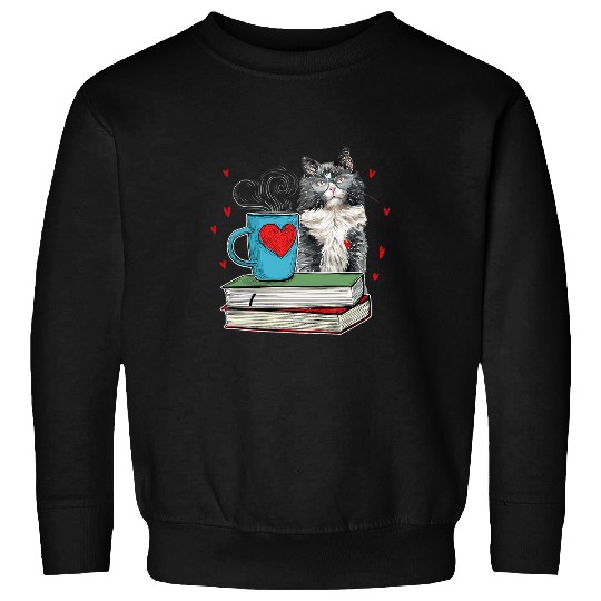 Cute Cat Reading Book For Cat Lovers Sweatshirts