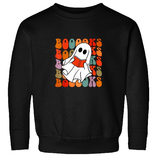 Cute ghosts Book Reading Teacher School Funny Halloween 1 8 Sweatshirts