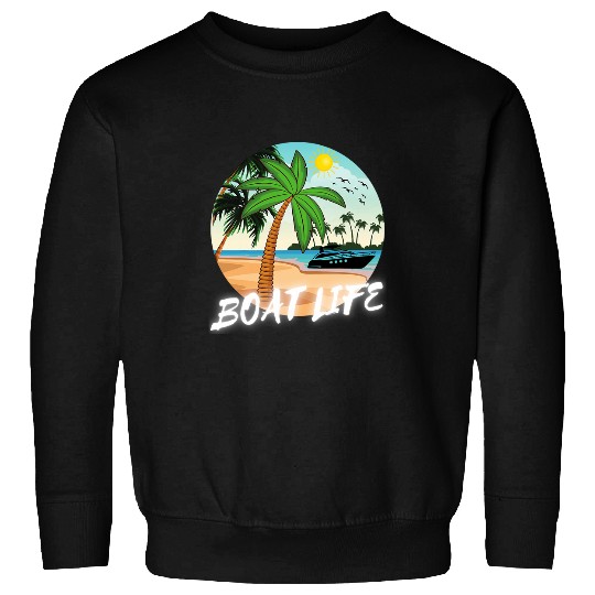 Boat Life Palm Tree Retro Beach Sunset Family Vacation Gift 3 Sweatshirts