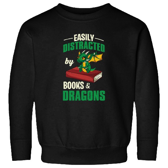 Cute Animal Fantasy Book Dragon Bookworm Librarian Reading Sweatshirts