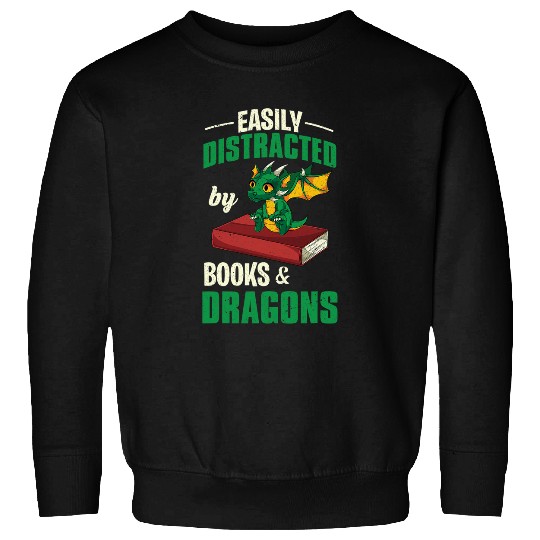 Cute Animal Fantasy Book Dragon Bookworm Librarian Reading Sweatshirts