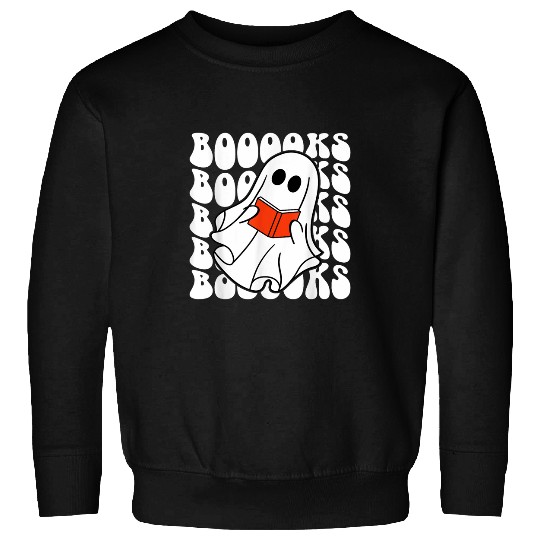 Cute ghosts Book Reading Teacher School Funny Halloween 1 7 Sweatshirts