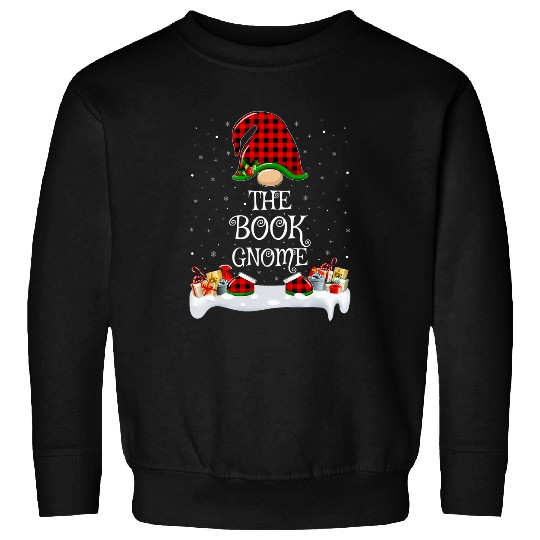 Matching Red buffalo plaids The Book Gnome Christmas Sweatshirts