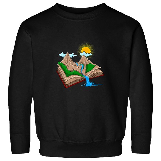 Mens Creative Book Outdoors Scenery Mountain Sun Hiking Nerd Sweatshirts