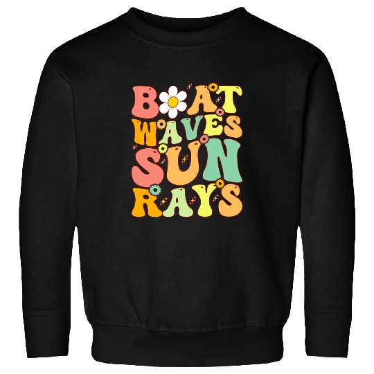 Boat Waves Sun Rays Beachwear Summer Vacation Tropical Sweatshirts