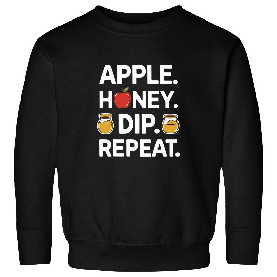 Apple Honey Dip Repeat Funny Rosh Hashanah Jewish New Year Sweatshirts