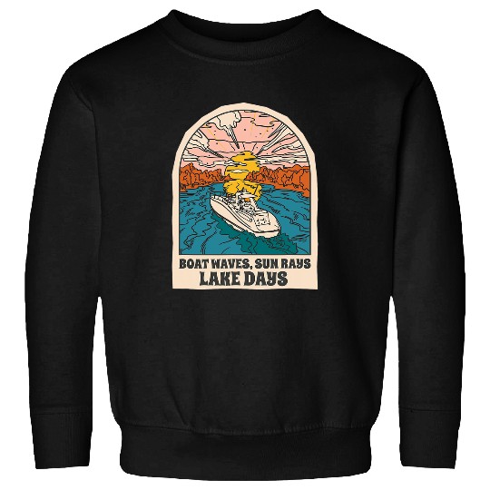 Summer Vacation Boat and Sunshine Travel Lake Sweatshirts