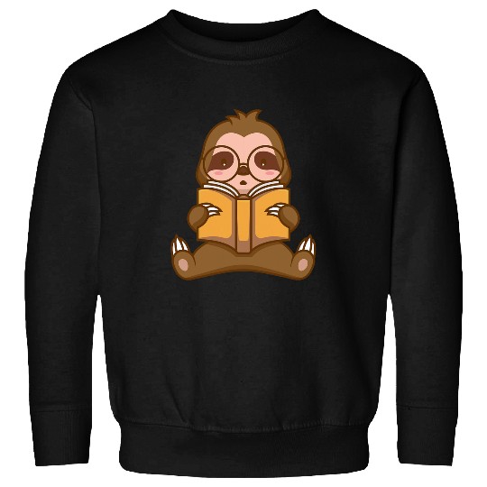 Sloth reading a Book Library Sweatshirts