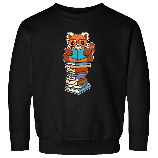 Cute Kawaii Red Panda Reading A Book Sweatshirts