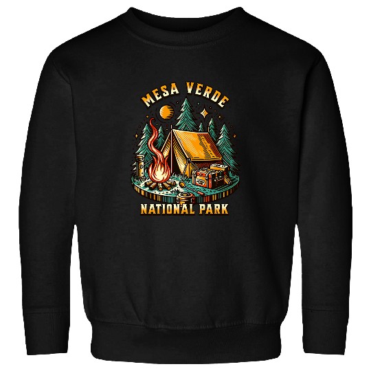 Camping Forest Tent CampFires Retro Mesa Verde National Park Sweatshirts