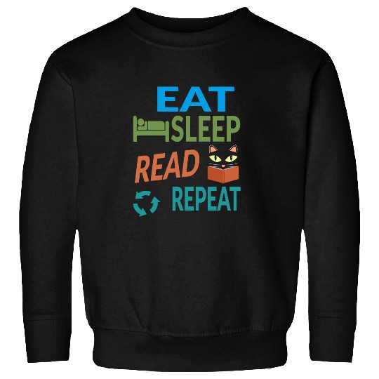 Cute Kitty Cat Face Eat Sleep Read Repeat Sweatshirts