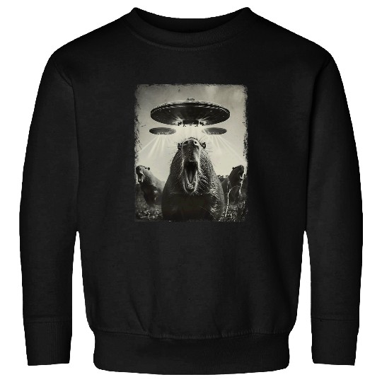 capybaras Capibara UFO Alien Extraterrestrial Selfie Sweatshirts