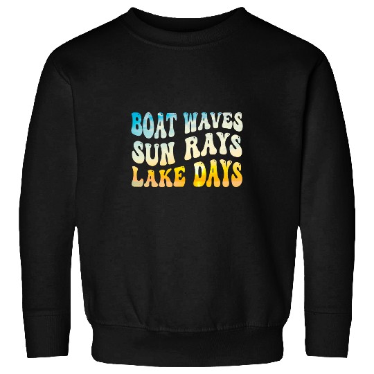 Boat Waves Sun Rays Lake Days Summer Vacation Retro Cute Sweatshirts