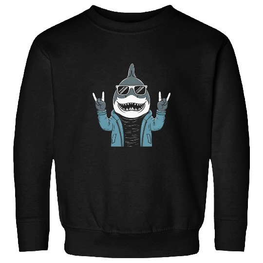 Cool Shark in Sunglasses Rock Music Men Kids Funny Shark Sweatshirts