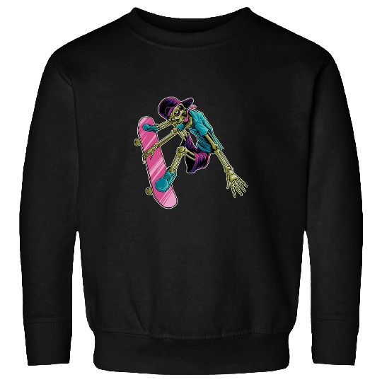 Skater skating longboard Skeletons Halloween halfpipesss skateboard Sweatshirts