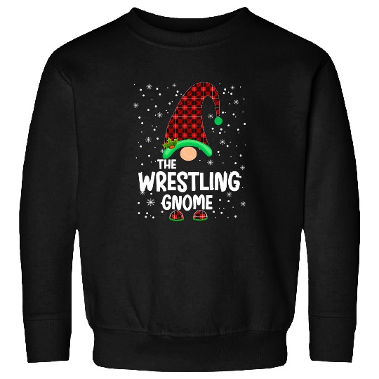 Wrestling Gnome buffalo plaids Matching Family Christmas Pj Sweatshirts