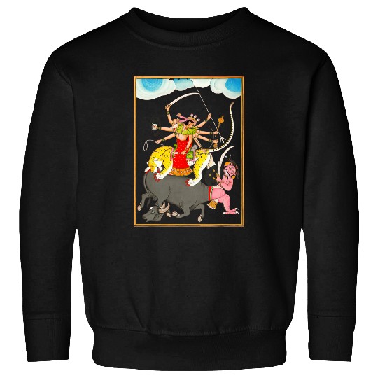 Durga Tiger Indian Warrior Goddess Hindu vintagess Graphic Sweatshirts