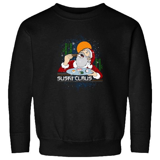sumos Wrestler Santa Claus Sushi I Wish You A Miso Christmas Sweatshirts