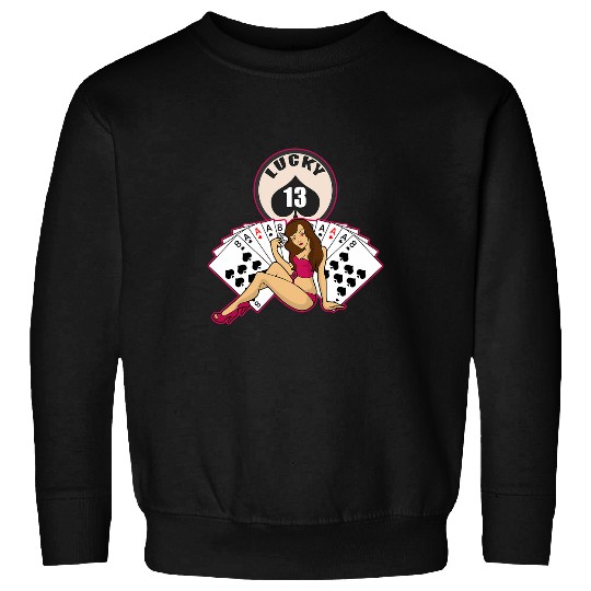 Pokers Pin Up Girl Lucky 13 Sweatshirts