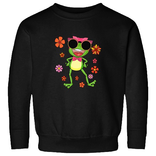 Japanese Grumpy Frog Toad Unimpressed Animal Funny Chubby Sweatshirts