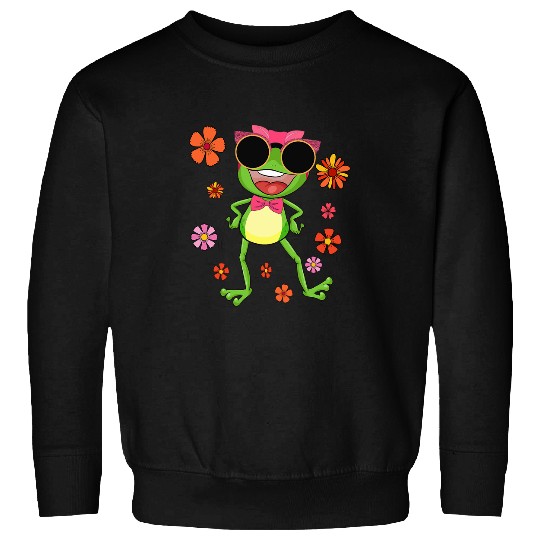 Japanese Grumpy Frog Toad Unimpressed Animal Funny Chubby Sweatshirts