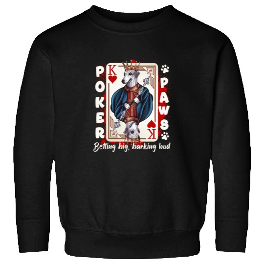 Pokers Paws King of Hearts Pokers Whippet Dog Dad Sweatshirts