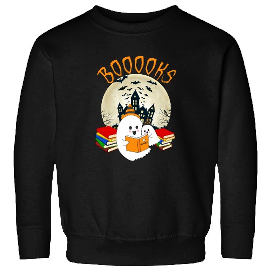 ghosts Book Reading Halloween Booooks Teacher Sweatshirts