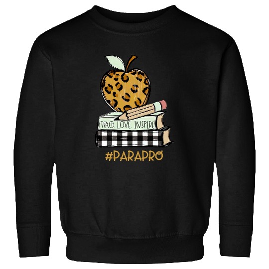 teach love inspire paraprofessional leopard apple book Sweatshirts
