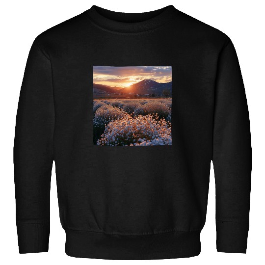 Babys Breath Flower Field Beautiful Sunset Graphic Sweatshirts