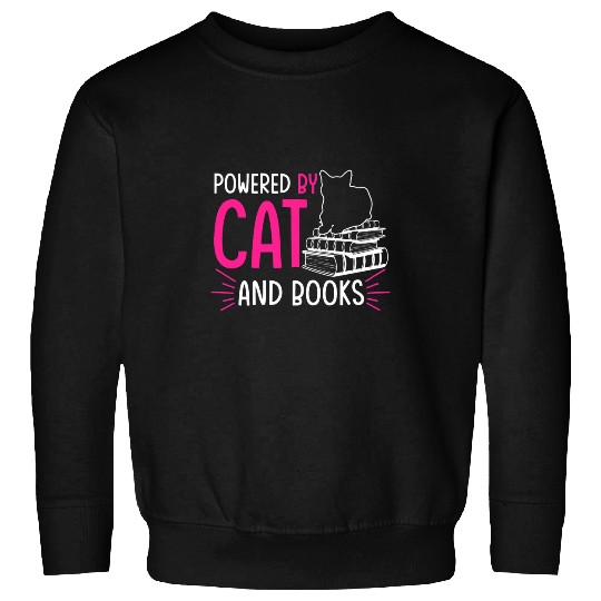 Powered by Cat and Books Gift Sweatshirts