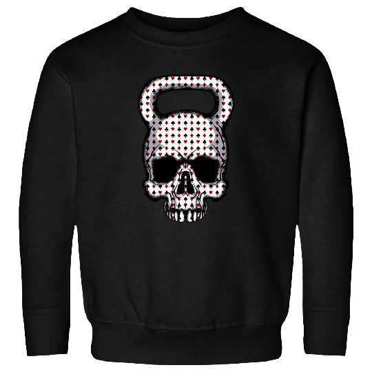 Pokers Playing Card Suit Skull Kettlebell Weight Workout Sweatshirts