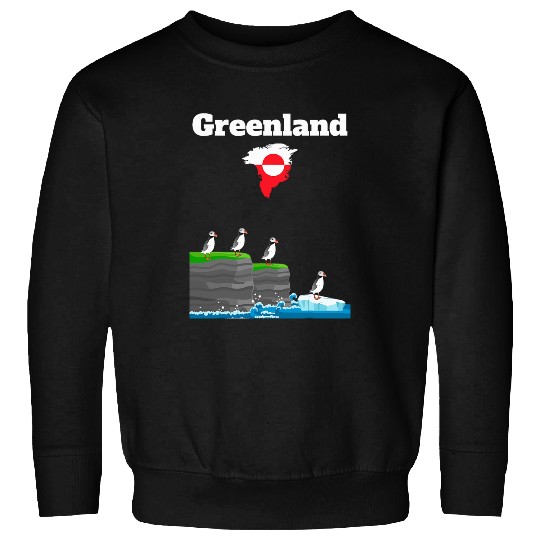 Greenland trip souvenir Puffin Colony Cliffs Greenland map Sweatshirts
