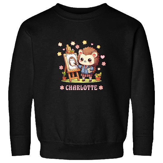 Charlotte Loves Hedgehogs Back to School Girls Sweatshirts