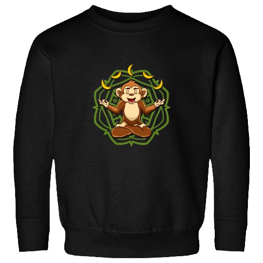 Meditating Yoga Monkey Cute Monkey Lotus Pose Sweatshirts