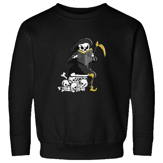 Grim Reaper Reading Dark Humor Literature Book Lover Sweatshirts