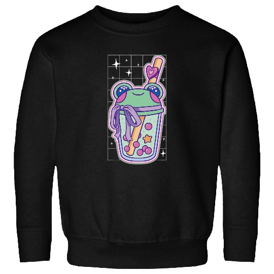 Cute Kawaii Frog Boba Tea Animal Boba Tea Bubble Tea Lover 2 Sweatshirts